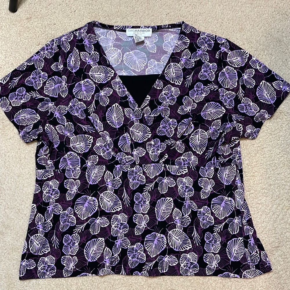 Light purple, black, and dark purple dress shirt